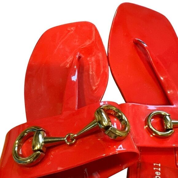 Revolve Jeffrey Campbell A Lil Bit Shiny Horsebit Jelly Thong Sandal NWOT - Picture 8 of 10